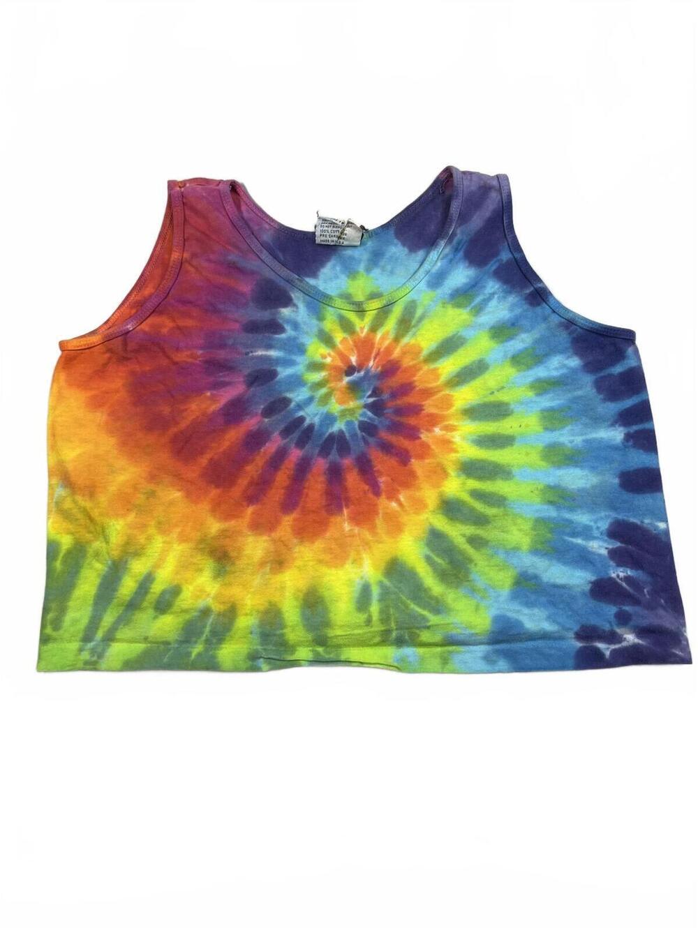 Vintage Tie Dye Sundog Cotton Cut-Out Tank Top One Size